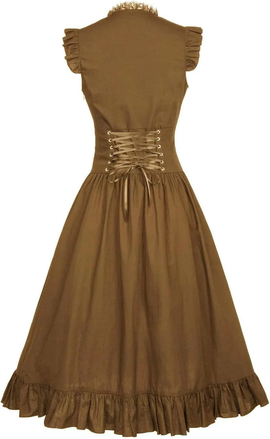 Elegant Dress for Women Lace Trim Sweetheart Neck Dresses Lace Up Back Drawstring Irregular High-Low Ruffle Hem Dress