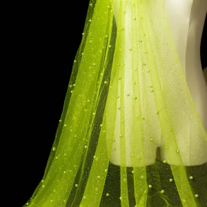 Glitter Tulle Pearl Netting Green
