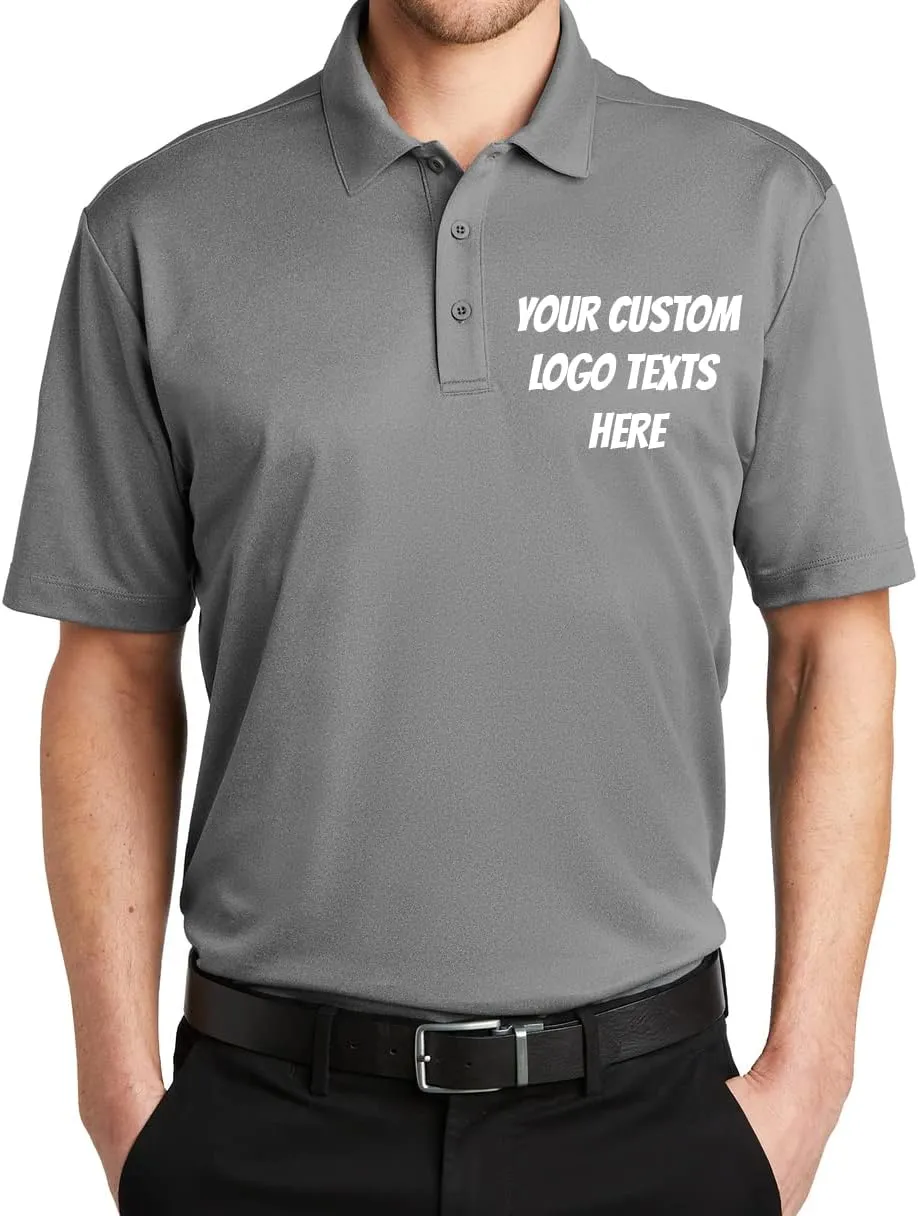 INK STITCH Men K542 Custom Design Your Own Logo Text Embroidery Silk Touch Heather Performance Polo Shirts