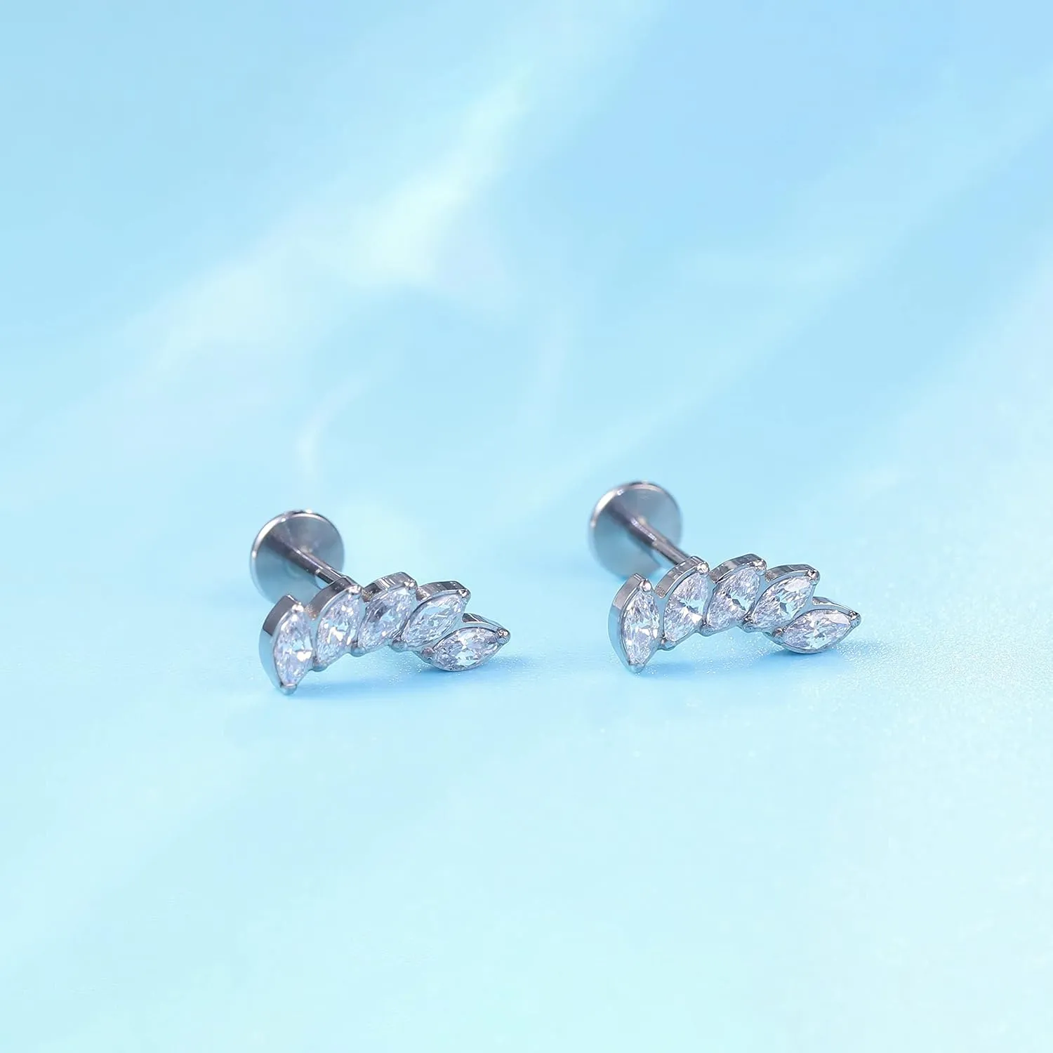 Limerencia G23 Hypoallergenic 18g Flat Back Stud Earrings | F136 Implant Grade Titanium Press Fit Threadless Push Pop in Cartilage Helix Labret Lip Monroe Tragus Piercing Studs