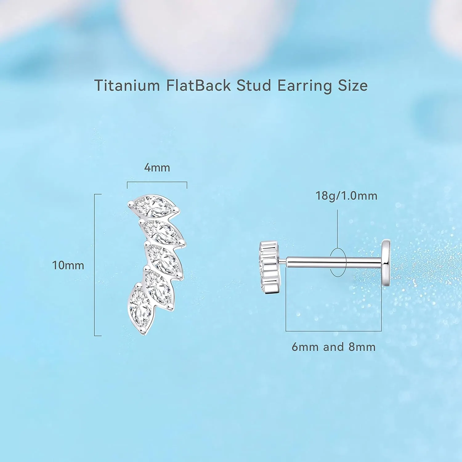 Limerencia G23 Hypoallergenic 18g Flat Back Stud Earrings | F136 Implant Grade Titanium Press Fit Threadless Push Pop in Cartilage Helix Labret Lip Monroe Tragus Piercing Studs