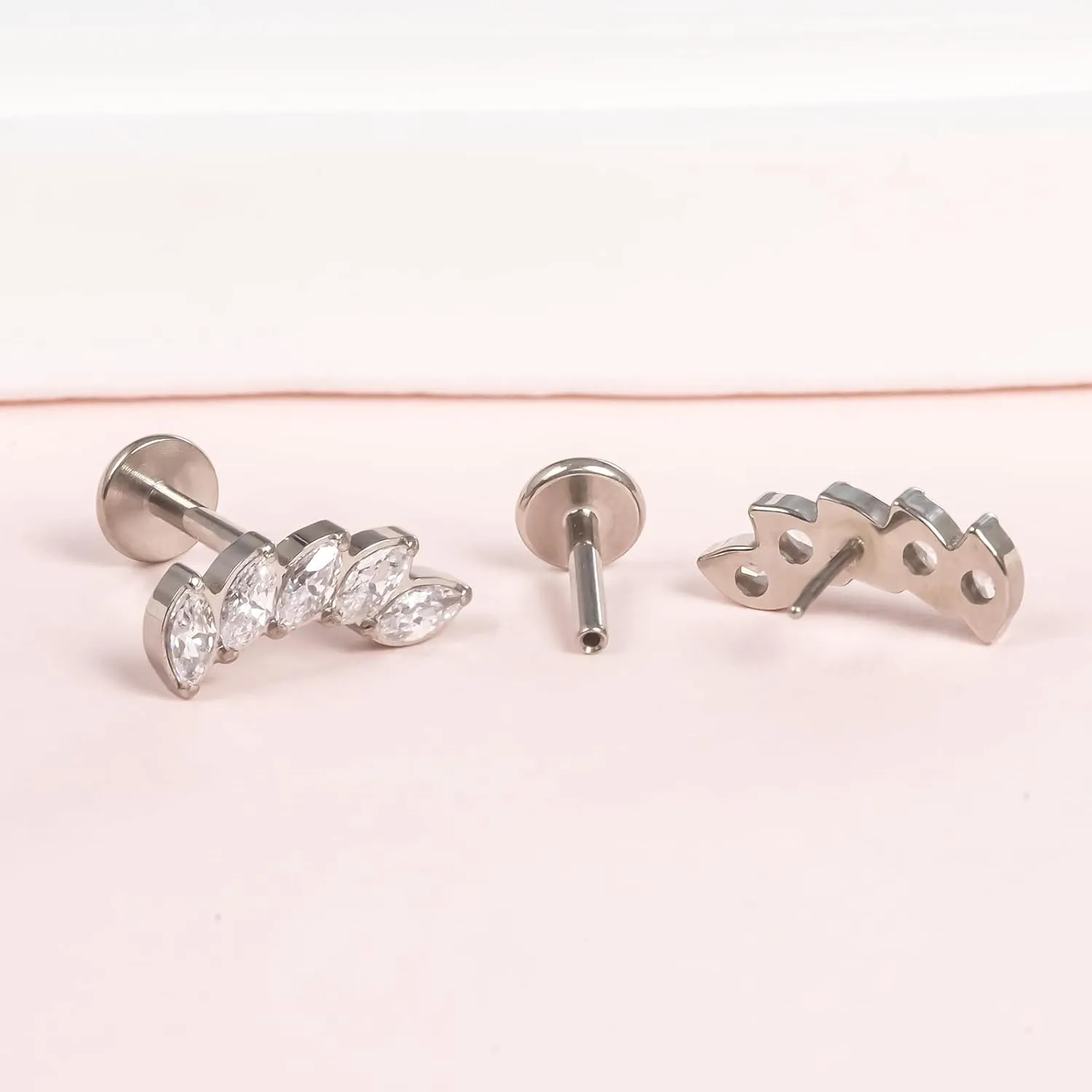 Limerencia G23 Hypoallergenic 18g Flat Back Stud Earrings | F136 Implant Grade Titanium Press Fit Threadless Push Pop in Cartilage Helix Labret Lip Monroe Tragus Piercing Studs