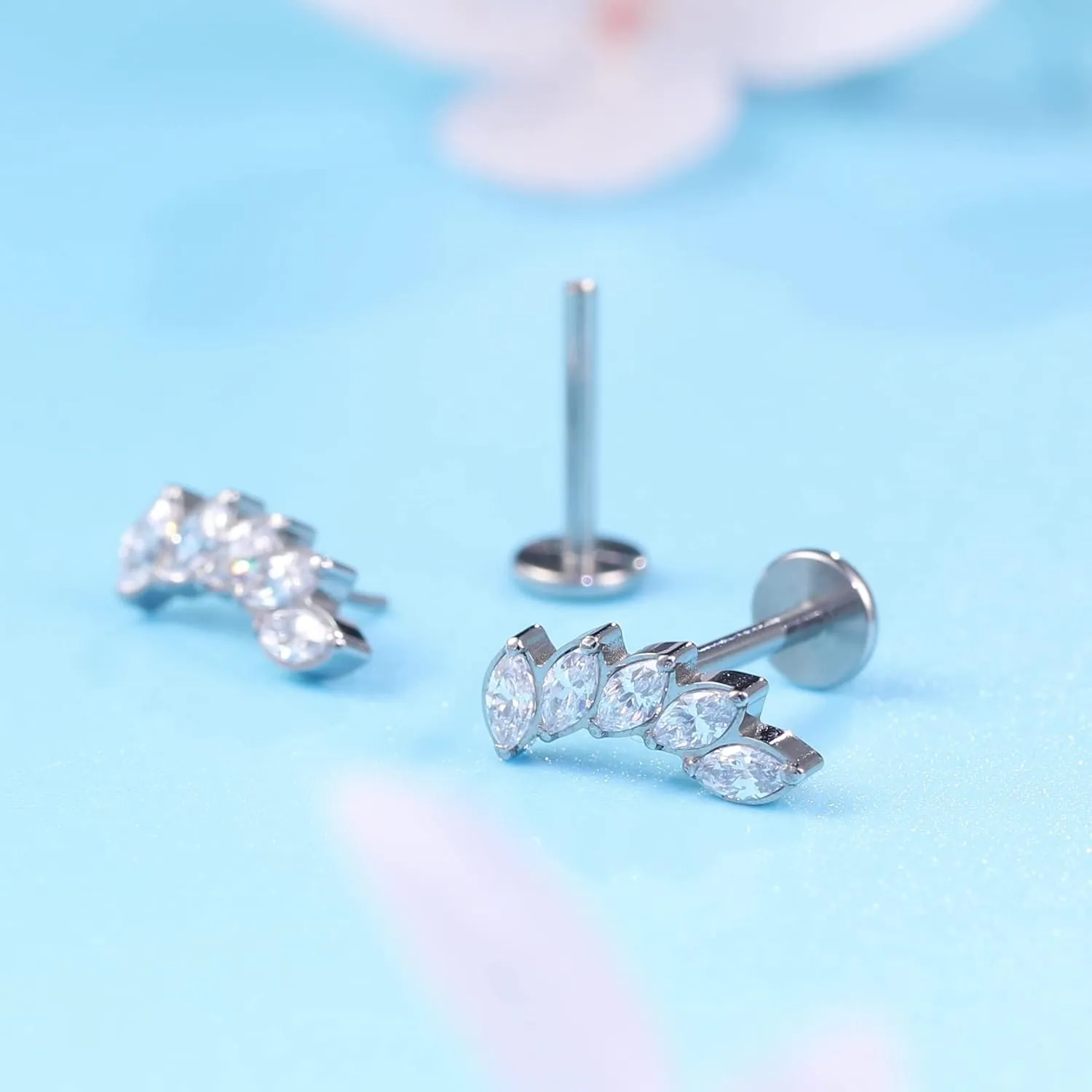 Limerencia G23 Hypoallergenic 18g Flat Back Stud Earrings | F136 Implant Grade Titanium Press Fit Threadless Push Pop in Cartilage Helix Labret Lip Monroe Tragus Piercing Studs