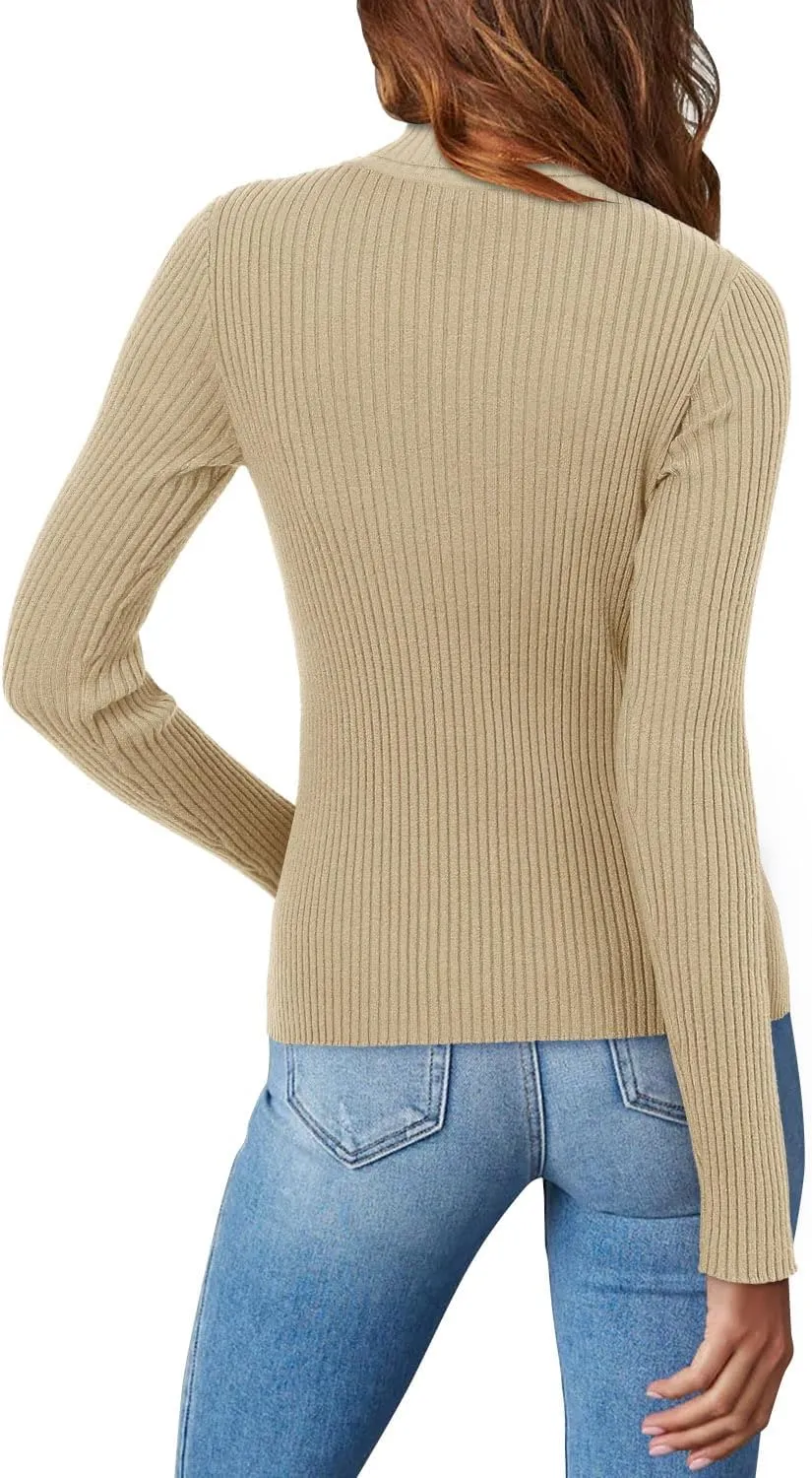 ONLYSHE Women's Turtleneck Sweaters Long Sleeve Shirts Ribbed Knit Slim Fit Sweaters T Shirt Basic Casual Tee Tops