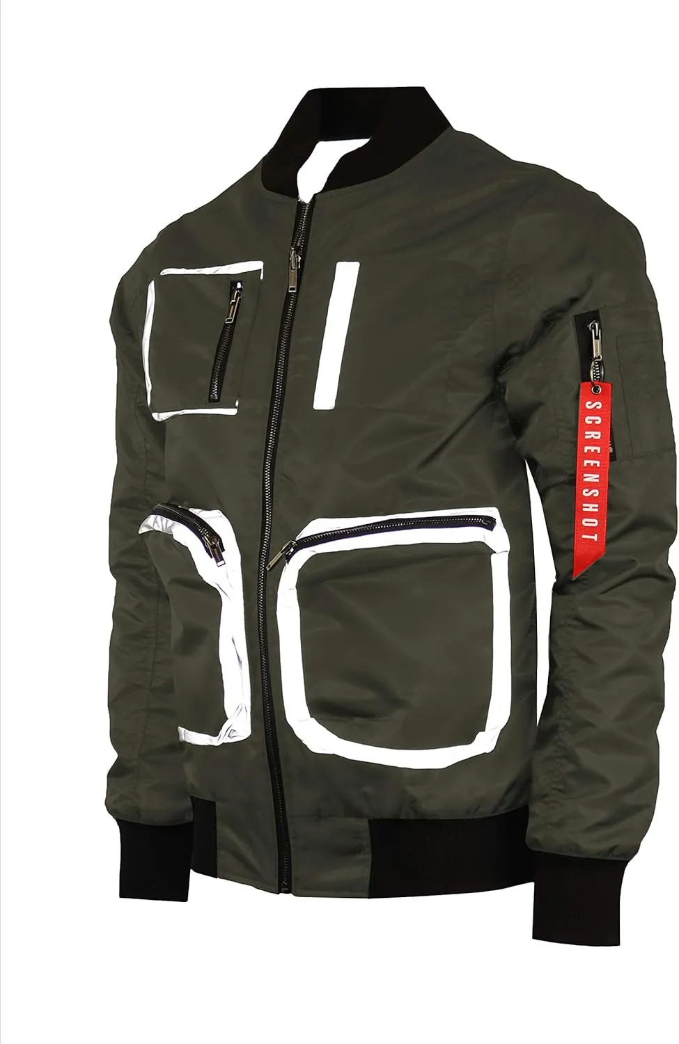 SCREENSHOT Men Streetwear Hip-Hop Urban NY Fashion Bomber Jacket - Modern Outdoor Lightweight Windbreaker Graffiti Zip Up Top