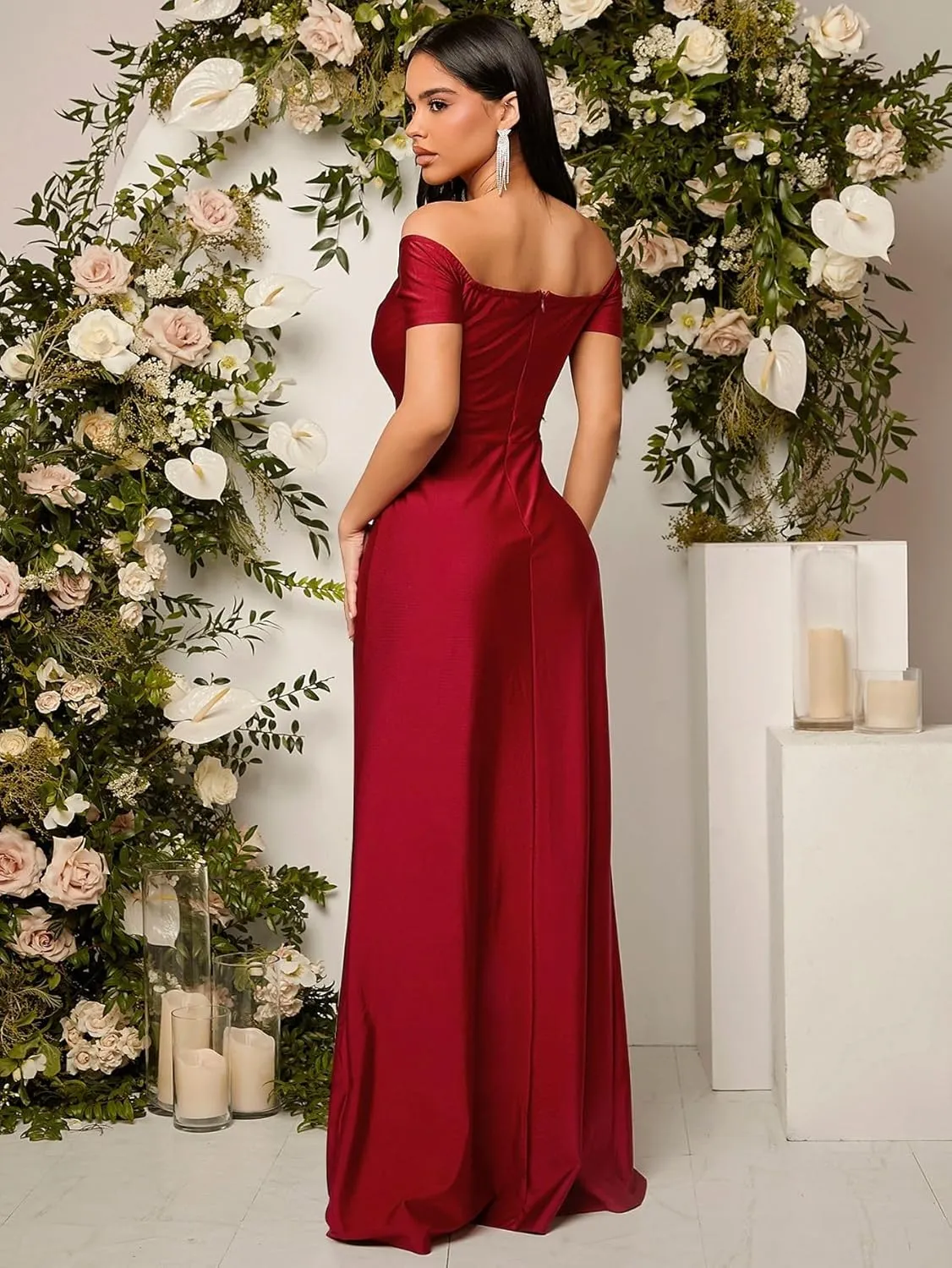 SISKIN Women's Formal Dresses Evening Semi Ball Gowns Off The Shoulder High Split Maxi Sleeveless Long Party Dress 2025