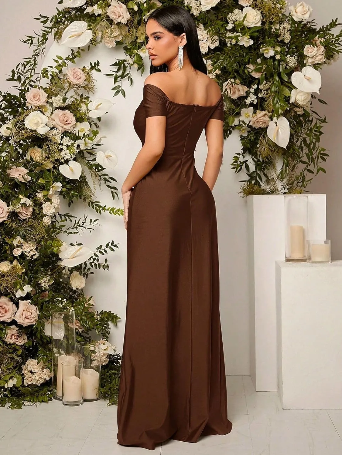 SISKIN Women's Formal Dresses Evening Semi Ball Gowns Off The Shoulder High Split Maxi Sleeveless Long Party Dress 2025