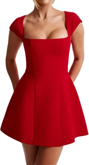 Women White Graduation Dress Summer Backless Bow Tie Bodycon Mini Dresses Y2k Square Neck Short Dresses for College