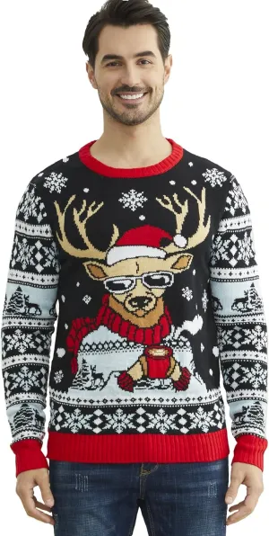 YIJIU Men's Ugly Christmas Sweater Long Sleeve Crew Neck Knitted Sweaters Xmas Holiday Funny Pullover Knitwear Tops